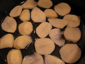 Thinly slice potatoes